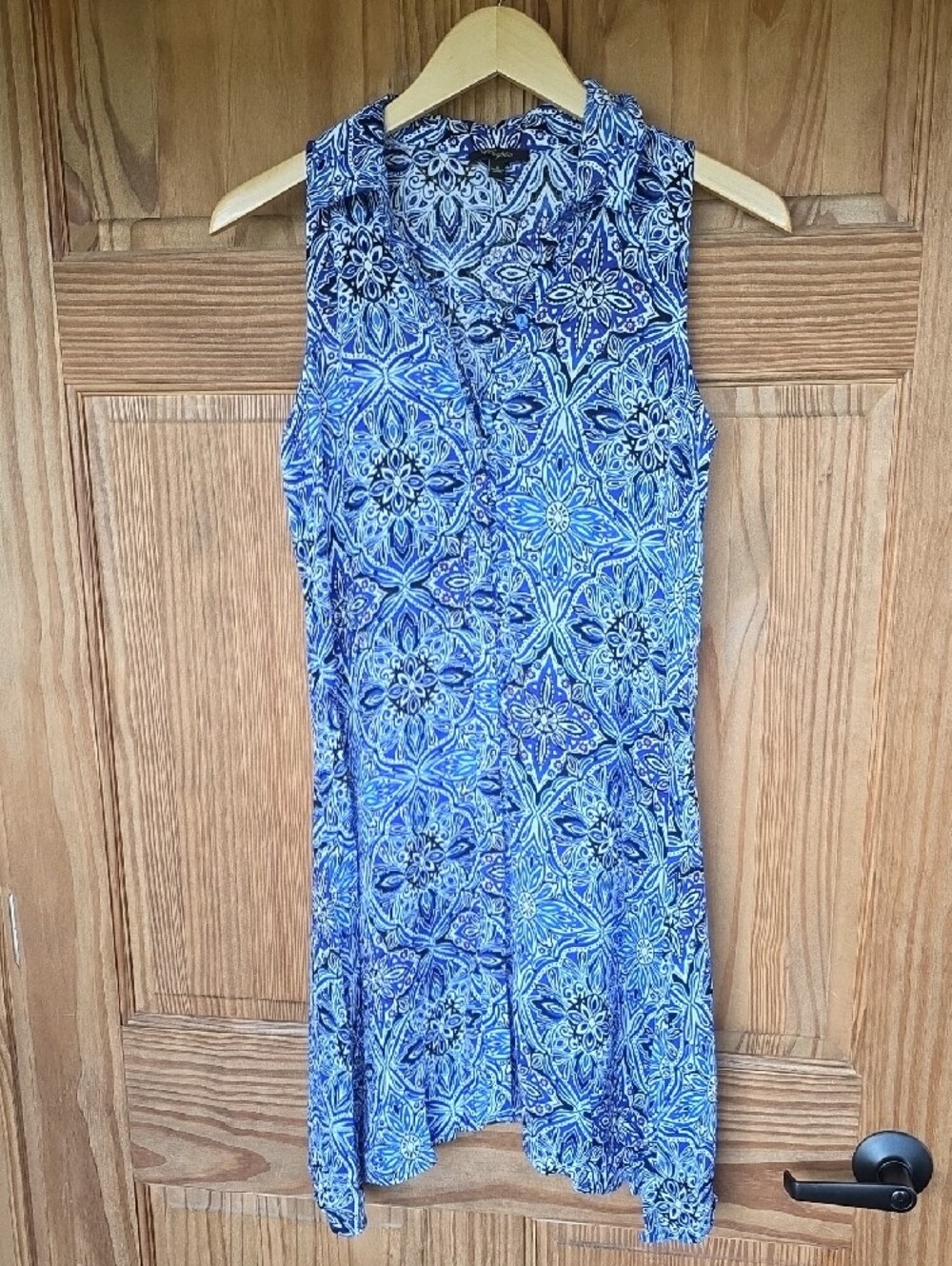 Cupio asymmetrical boho dress featuring a geometric pattern Button Down Small